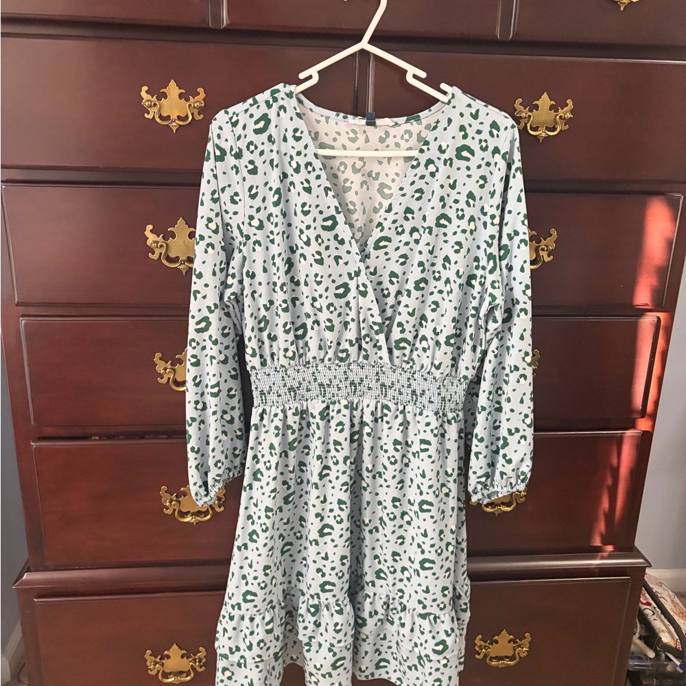 Stylish Green Patterned Dress